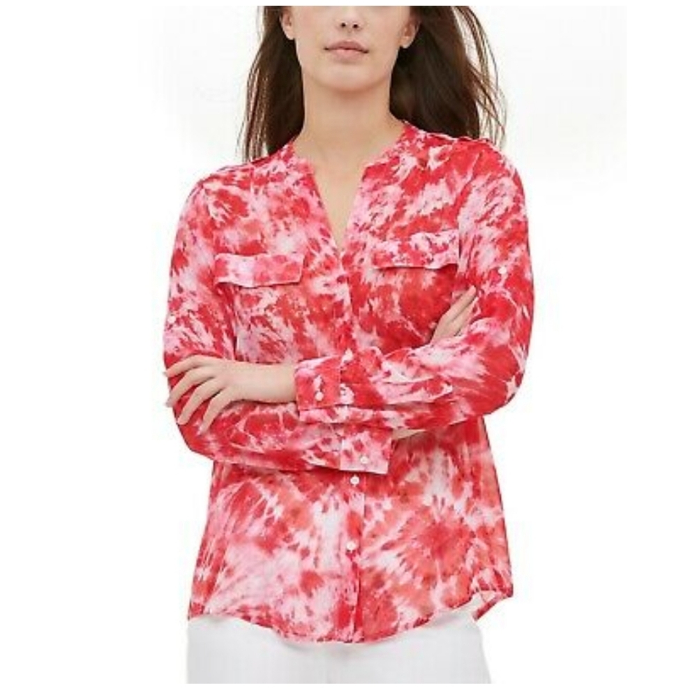 Calvin klein tie dye roll sleeve blouse